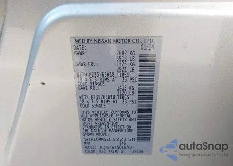 2014 Infiniti Qx60 from USA, damaged, VIN 5N1AL0MM5EC522150